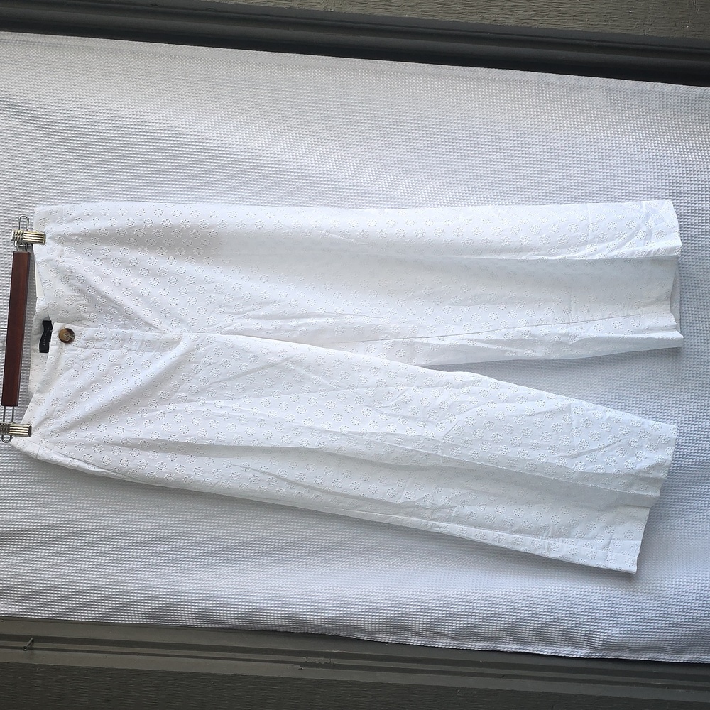 Ann Taylor White Wide-Leg Pants